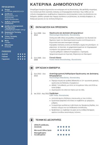 Παράδειγμα βιογραφικού πρακτικής άσκησης