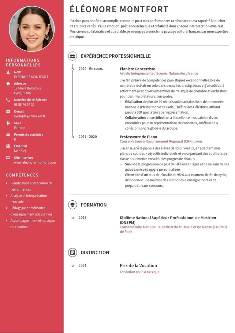 Modèles de CV Musicien
