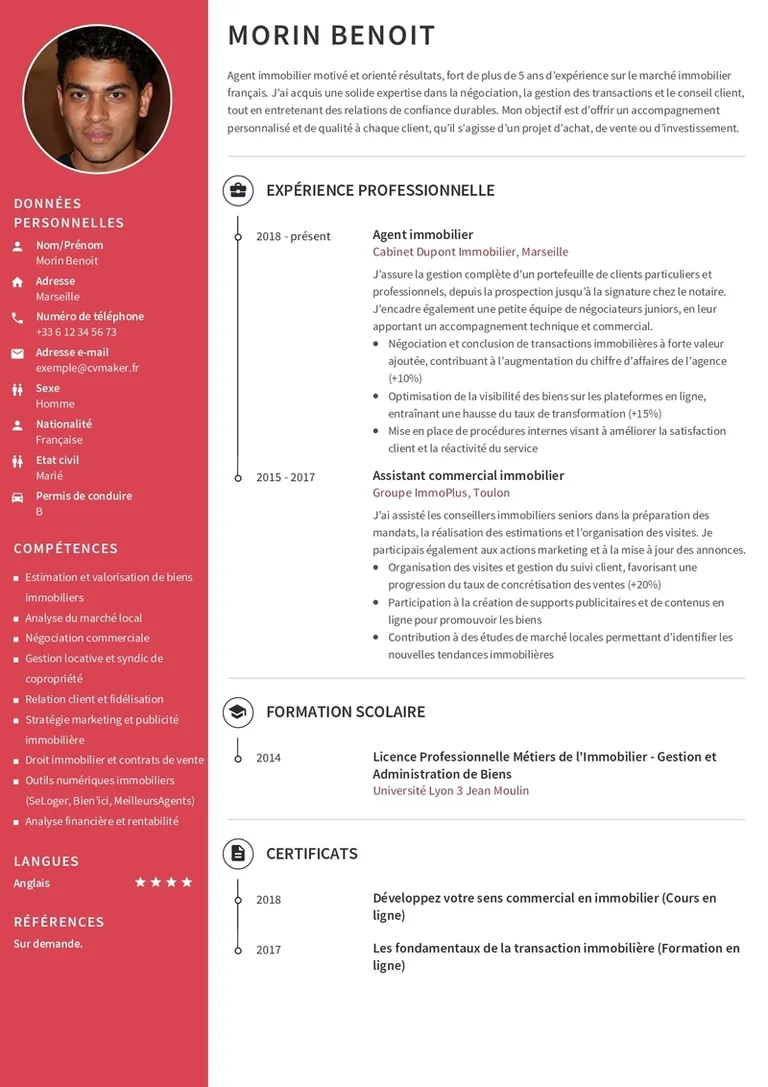 Modèles de CV Agent immobilier
