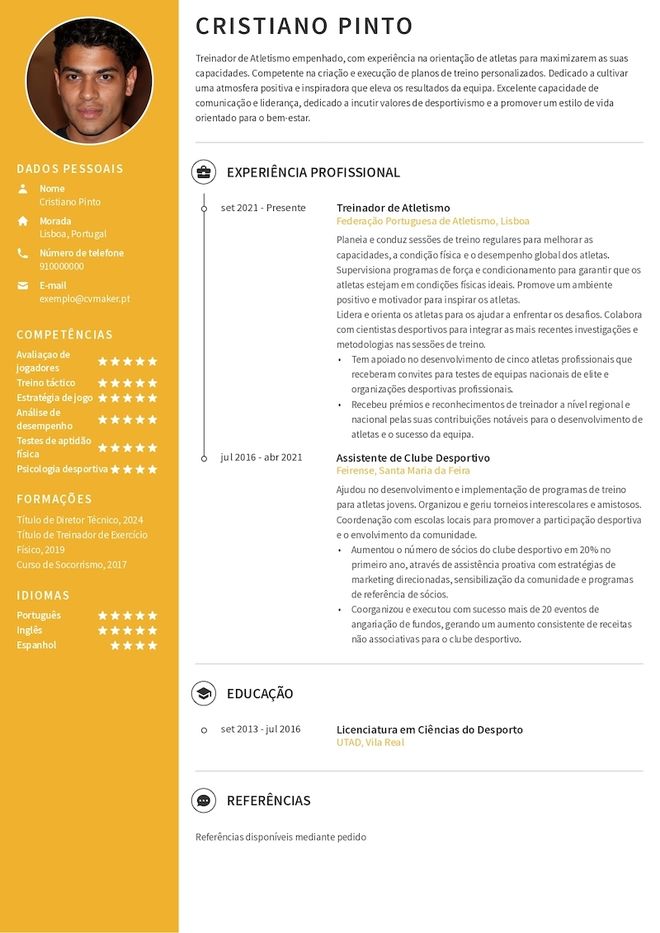 Modelo de Curriculum Vitae desportivo