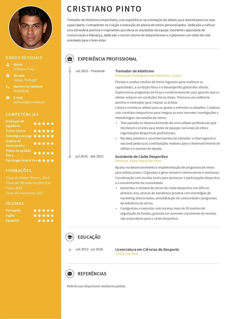 Modelo de Curriculum Vitae desportivo
