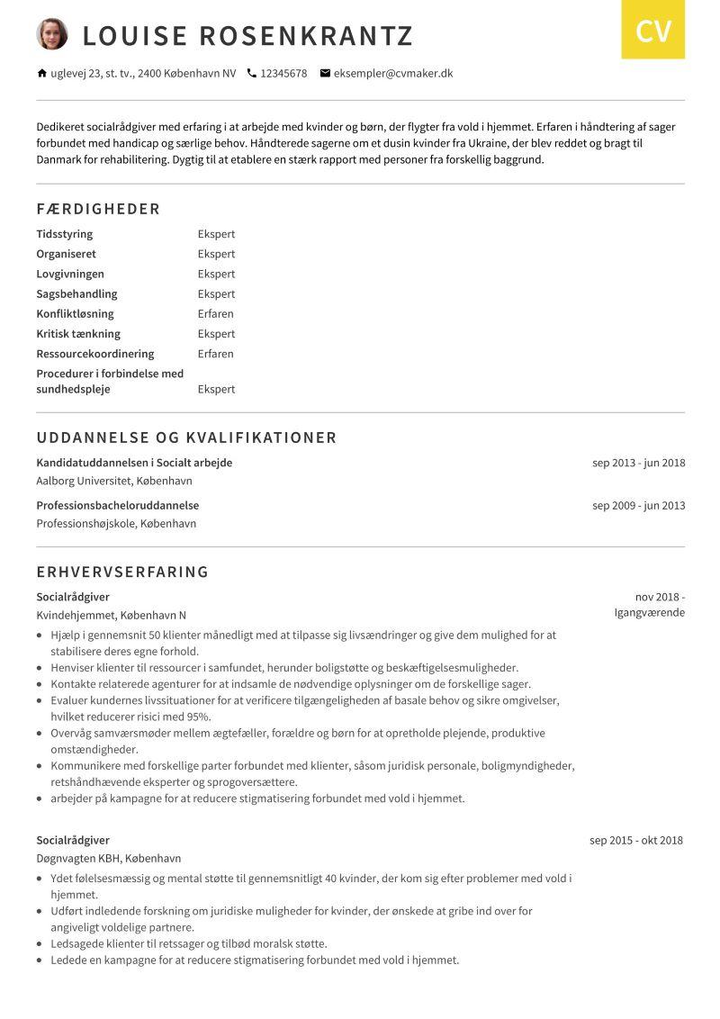 Eksempel på socialrådgiver CV