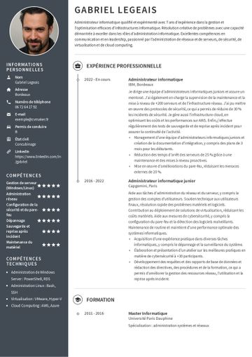 CV informatique exemple