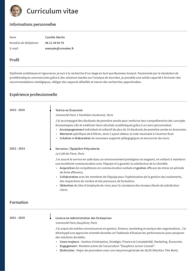 Modèles de CV Stage