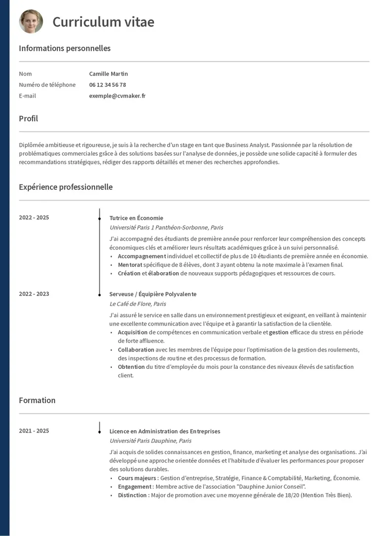 Modèles de CV Stage