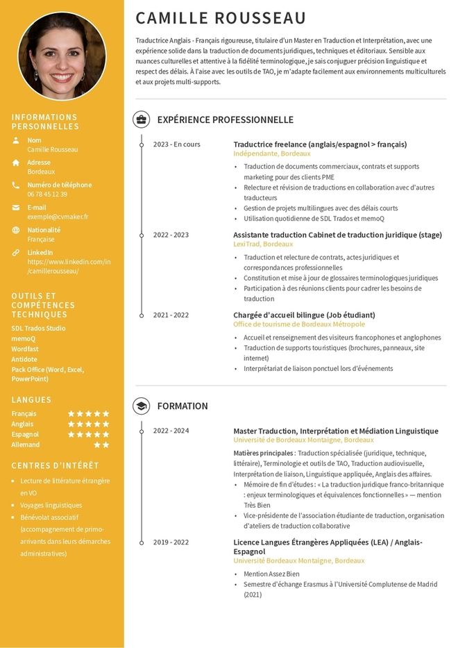 Modèles de CV Traductrice