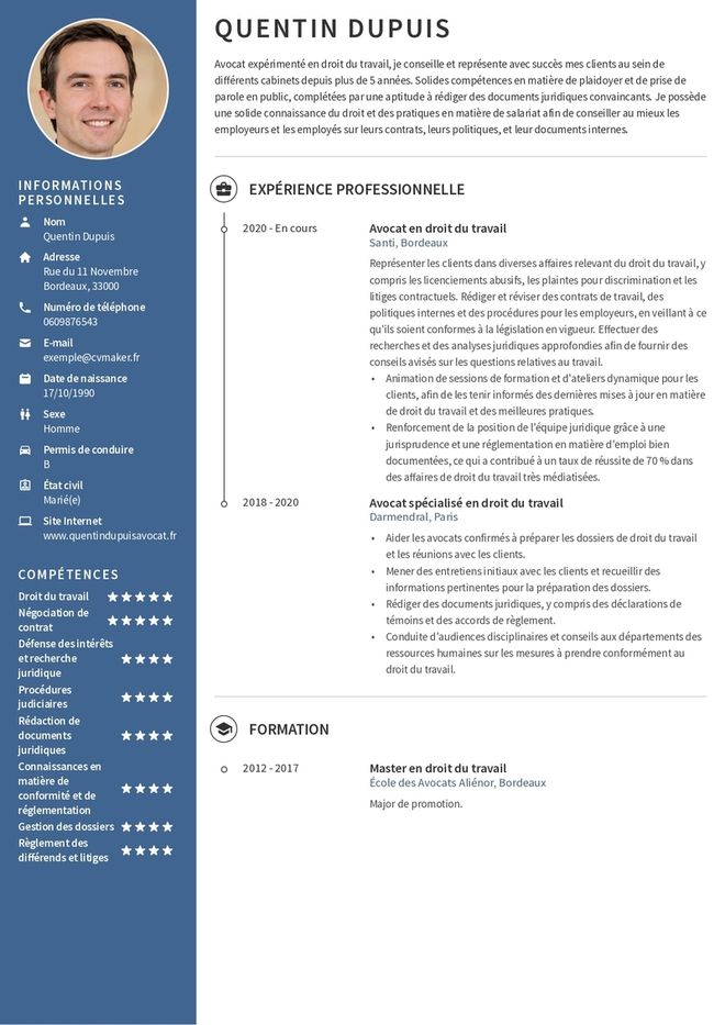 CV avocat exemple