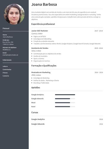 Exemplo de cv - Marketing