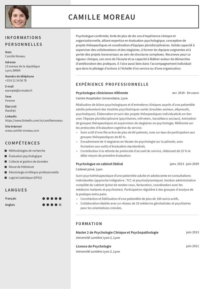 Modèles de CV Psychologue