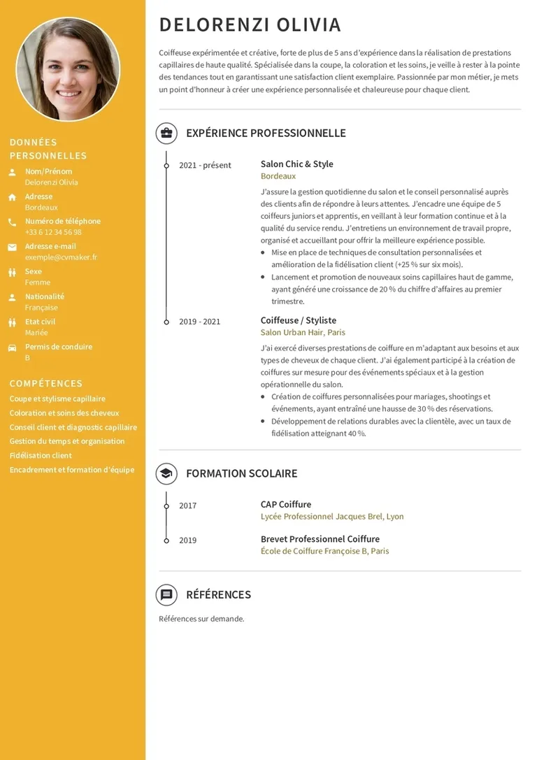 Modèles de CV Coiffeuse