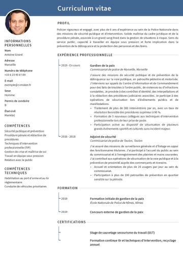 Modèles de CV Policier
