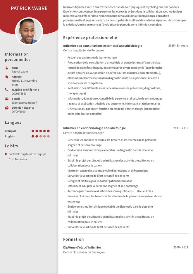CV infirmiere exemple