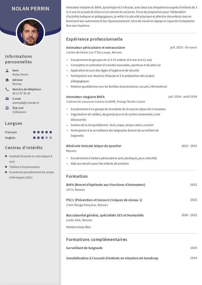Modèles de CV Animateur