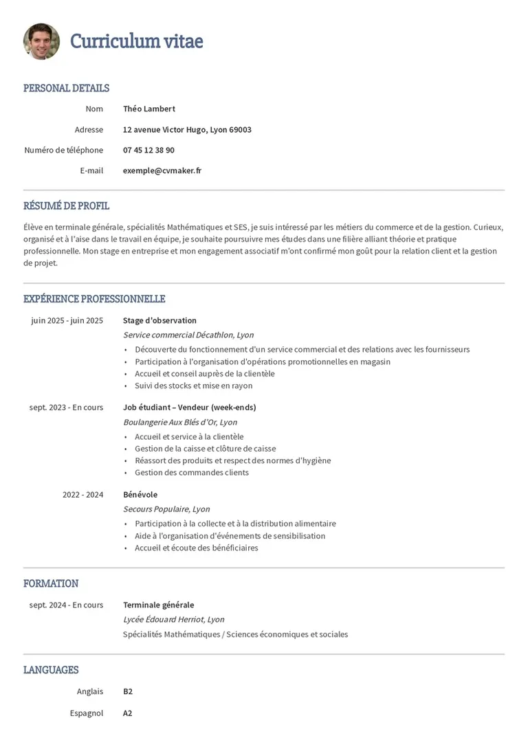 Modèles de CV Parcoursup