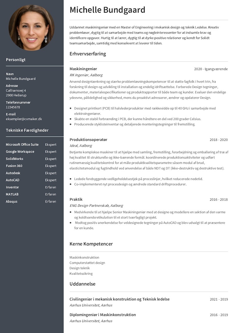 Eksempel på ingeniør-CV