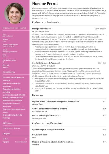 CV restauration exemple