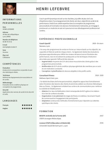 Modèles de CV Coach Sportif