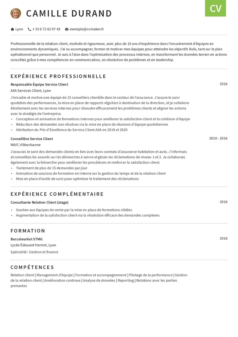 Modèles de CV conseiller clientèle