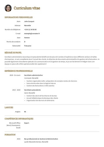 Modèles de CV Simple