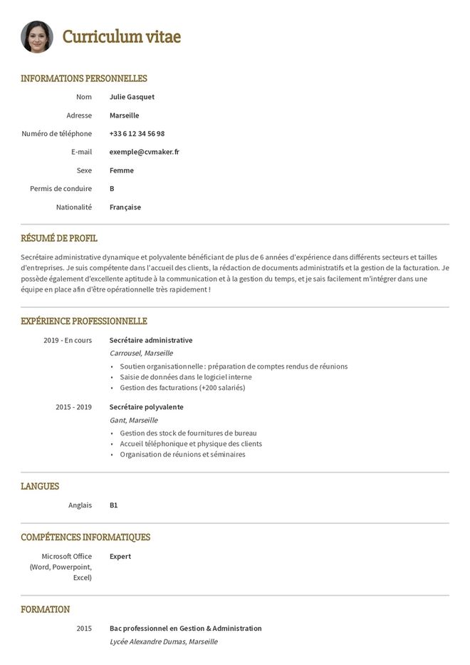 Modèles de CV Simple