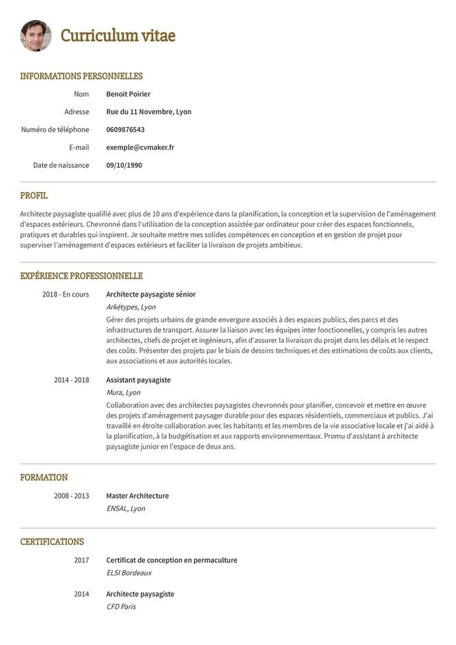 CV architecte exemple