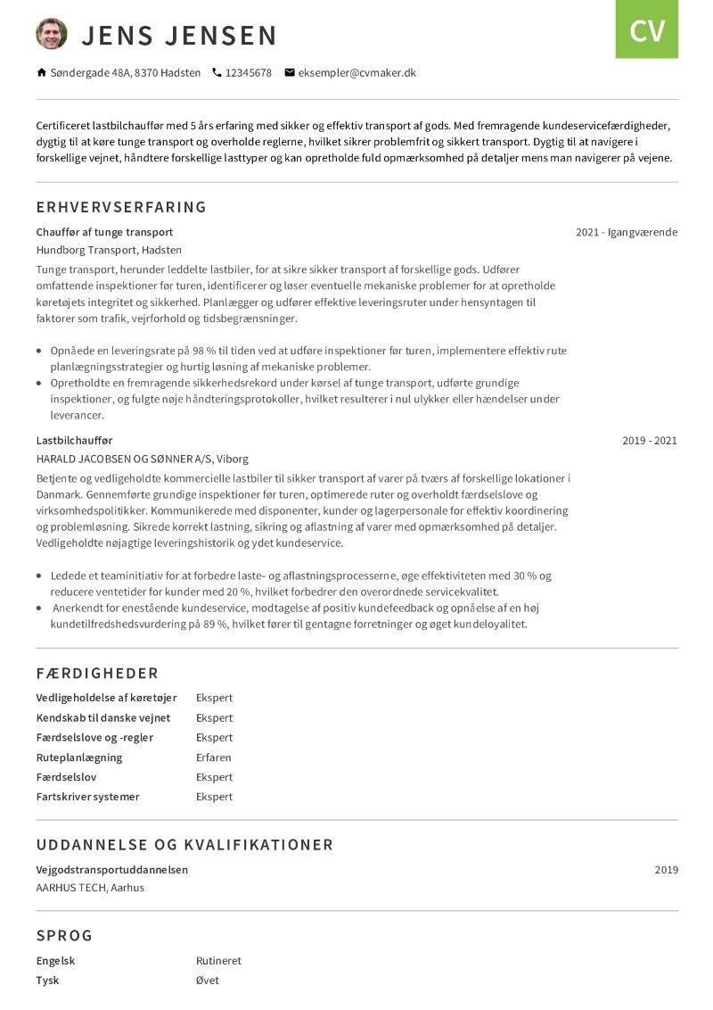 Chauffør CV