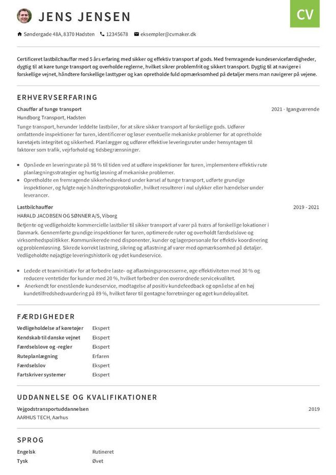 Chauffør CV