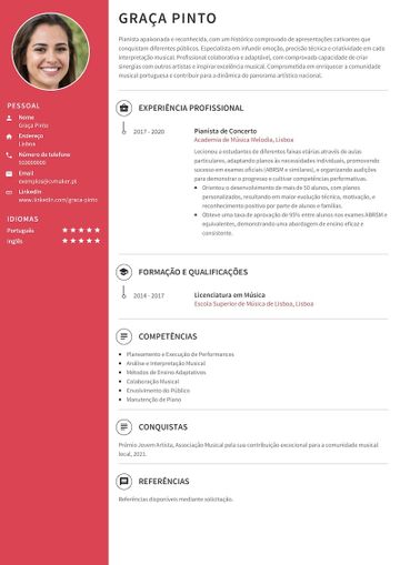 Exemplo de currículo de músico