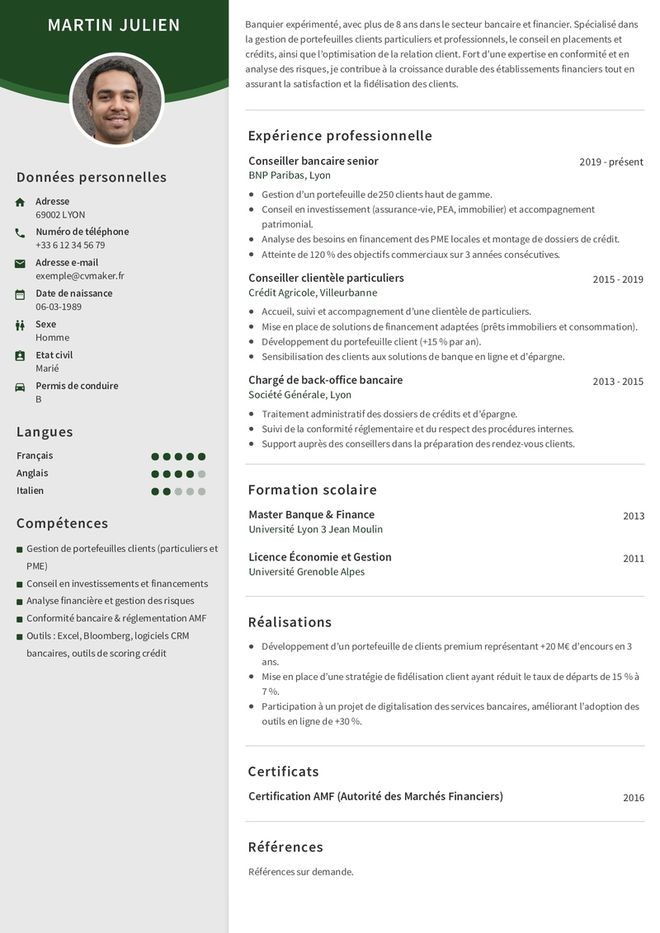 Modèles de CV pour banquier