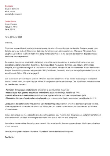 Modèles de lettre de motivation stage