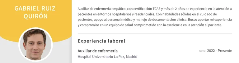 perfil para currículum auxiliar de enfermería
