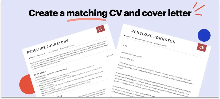 Matching CV and cover letter for a security guard