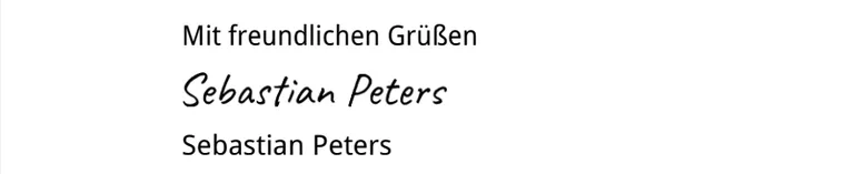 Unterschrift im anschreiben 4