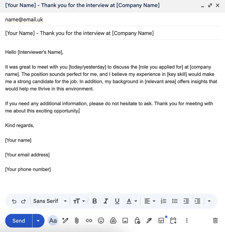 thank you email after interview template