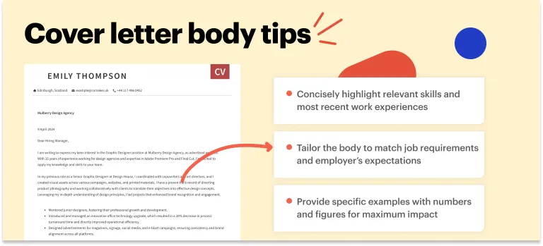 Cover letter body tips for a graphic designer