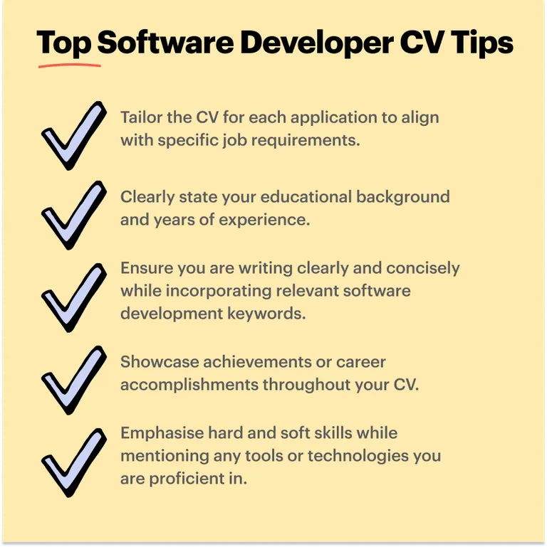 top tips software developer CV