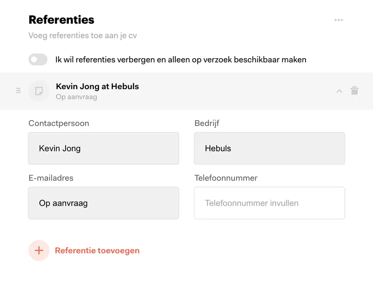 cv referenties voorbeeld
