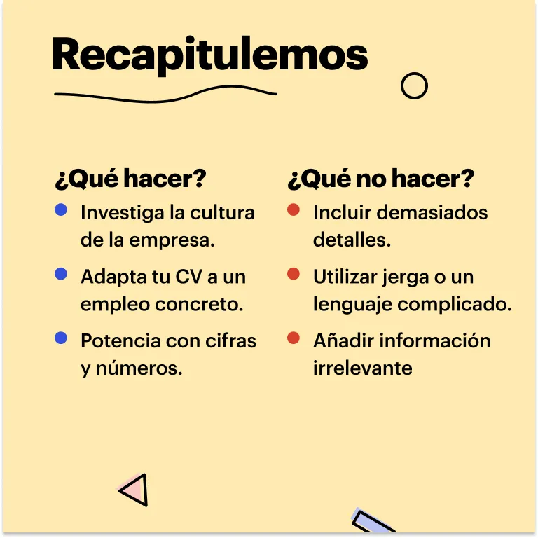 qué hacer y qué no al crear un CV