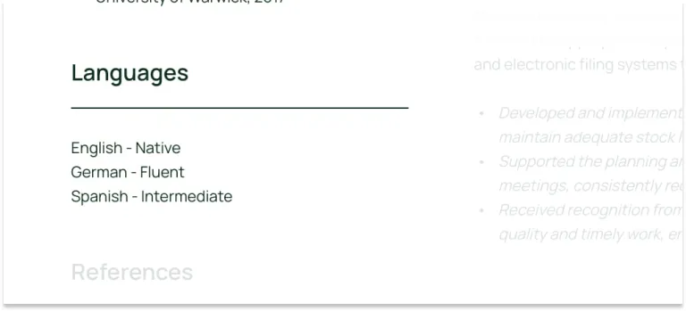 how to list language skills on virtual assistant CV