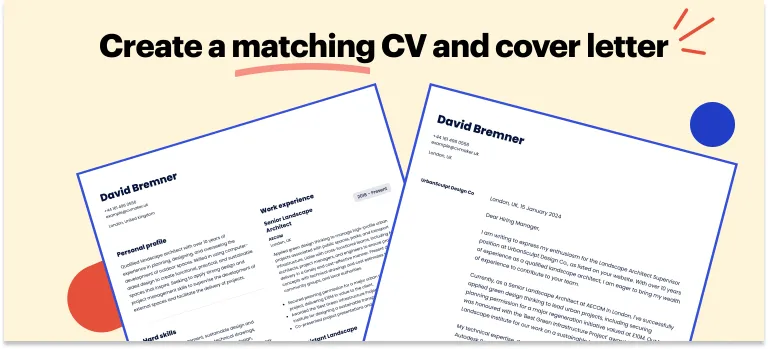 Matching CV and cover letter for architect