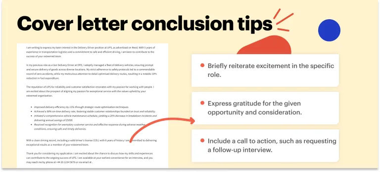 Driver cover letter conclusion tips