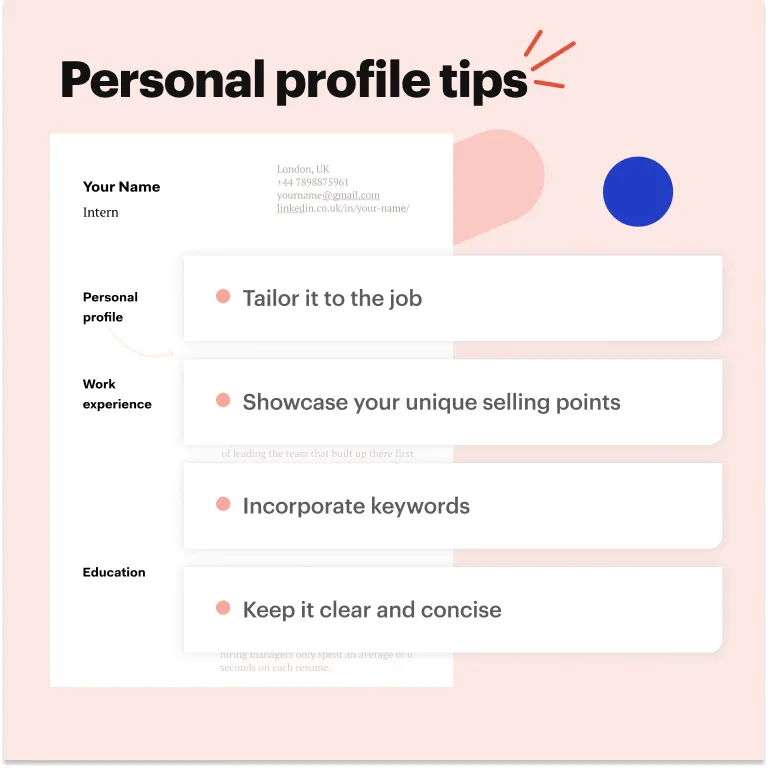 Personal profile for an internship