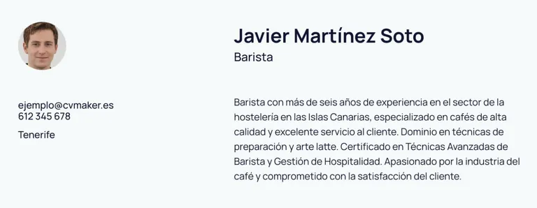 perfil de un barista ejemplo