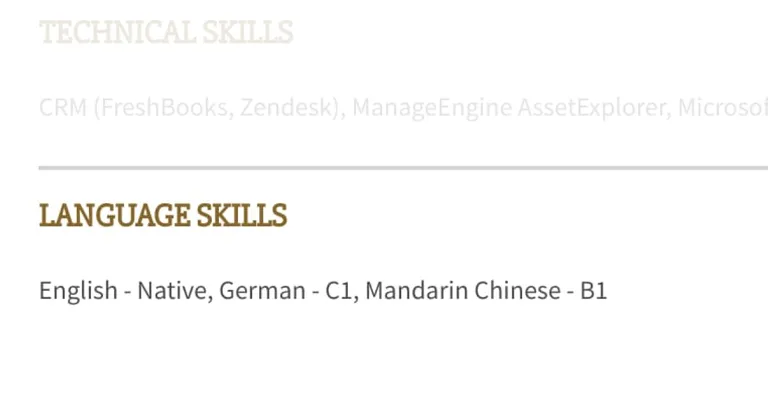Language skills on CV