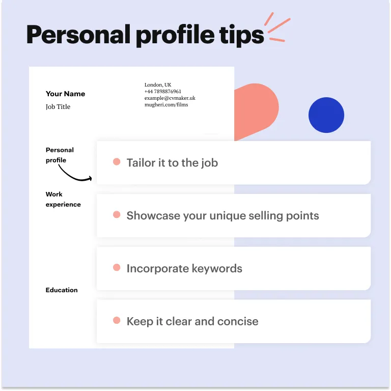 Graduate CV - Personal profile tips  