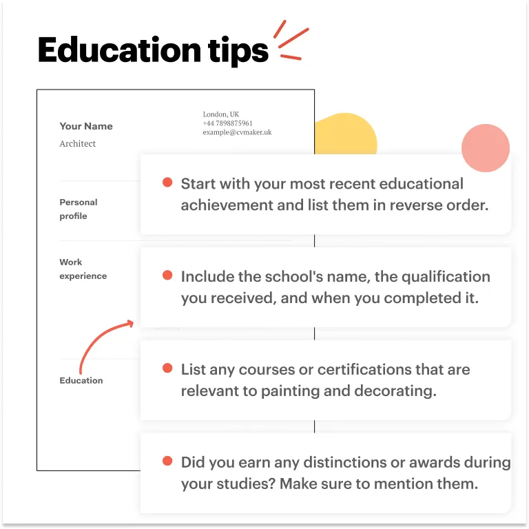 Architect CV education section