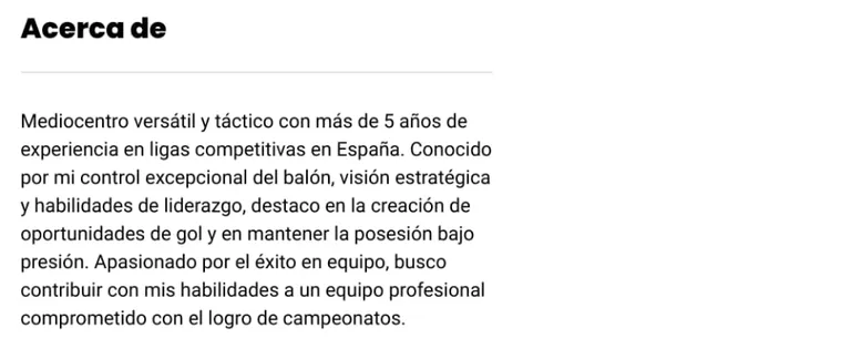 perfil de un futbolista profesional ejemplo