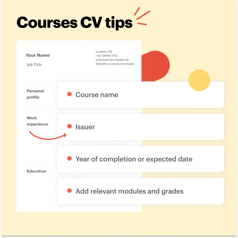 How to list courses and certificates for a shop assistant CV | Formatting tips