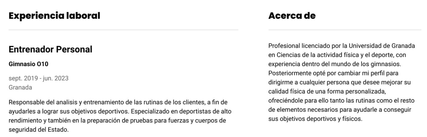 perfil de un entrenador personal ejemplo