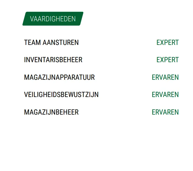 Vaardigheden magazijnmedewerker cv